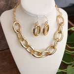 Chunky Chain Statement Necklace Set Gold Silver Tones