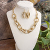 Chunky Chain Statement Necklace Set Gold Silver Tones