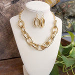 Chunky Chain Statement Necklace Set Gold Silver Tones