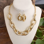 Chunky Chain Statement Necklace Set Gold Silver Tones