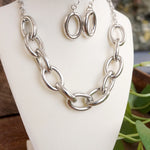 Chunky Chain Statement Necklace Set Gold Silver Tones