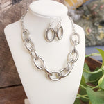 Chunky Chain Statement Necklace Set Gold Silver Tones