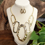 Links Statement Necklace set in Gold Silver Tones