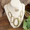 Links Statement Necklace set in Gold Silver Tones