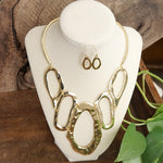 Links Statement Necklace set in Gold Silver Tones