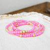 Colorful and Gold tone beads bracelet stack of 3 bracelets