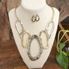 Links Statement Necklace set in Gold Silver Tones