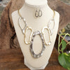 Links Statement Necklace set in Gold Silver Tones