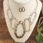 Links Statement Necklace set in Gold Silver Tones