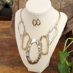 Links Statement Necklace set in Gold Silver Tones