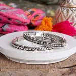 Western Vibes Timeless Layering Stretchy Bangles – Silver Tone & Crystals