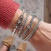 Western Vibes Timeless Layering Stretchy Bangles – Silver Tone & Crystals