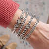 Western Vibes Timeless Layering Stretchy Bangles – Silver Tone & Crystals