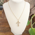 Minimalist Cross Dainty Chain Necklace – Worn Gold or Silver Tone