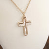 Minimalist Cross Dainty Chain Necklace – Worn Gold or Silver Tone