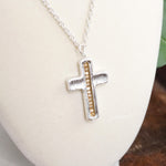 Minimalist Cross Dainty Chain Necklace – Worn Gold or Silver Tone