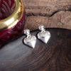 Puffy Heart Dangle Earrings – Silver Tone, Perfect for Valentine's Day