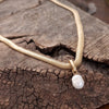 Classic Herringbone Necklace with a Freshwater Pearl Worn Gold Silver Gunmetal