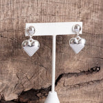 Puffy Heart Dangle Earrings – Silver Tone, Perfect for Valentine's Day