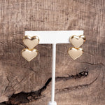 Double Heart Dangle Earrings – Gold or Silver Tone