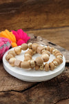 Chunky Beaded Bracelets set in Neutral Wooden and Golden beads