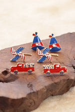 4th of July Patriot Studs earring set of 3 -  Pinwheels Truck