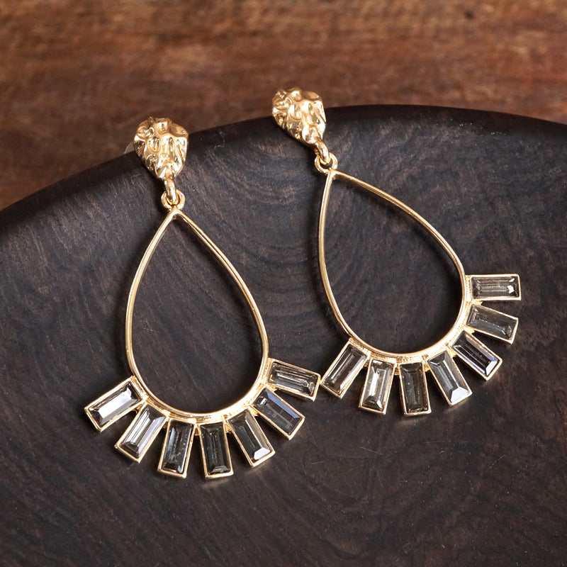 Teardrop Crystal Dangle Earrings – Gold Tone