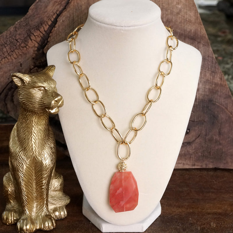 Statement Natural Stone Chain necklace