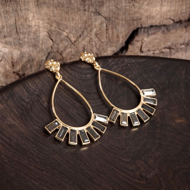 Teardrop Crystal Dangle Earrings – Gold Tone