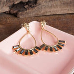 Teardrop Crystal Dangle Earrings – Gold Tone