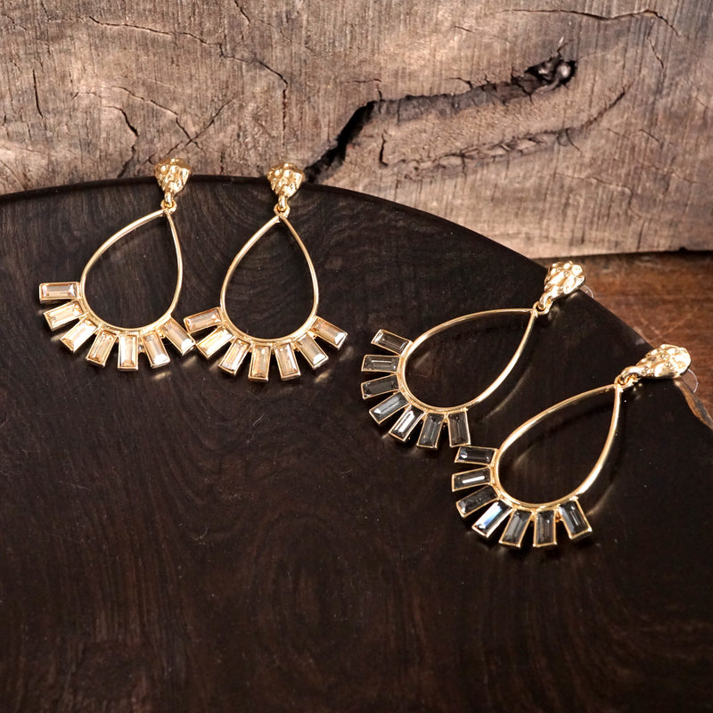 Teardrop Crystal Dangle Earrings – Gold Tone