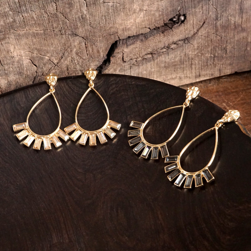 Teardrop Crystal Dangle Earrings – Gold Tone