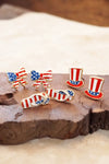 4th of July Patriot Studs earring set of 3 -  Hat Bow Slippers