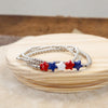 4th of July Bracelet Set Ball Beads CCB Silver