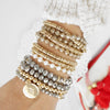 Beaded Bracelets set Gold Coin Sparkly Grey Hematite Glass Metal beads