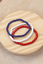 4th of July Bracelet Set Red White and Blue starts