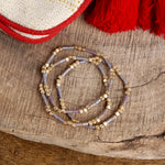 Layered Fall Colors and Gold Beaded Bracelets Sets