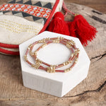 Layered Fall Colors and Gold Beaded Bracelets Sets