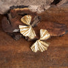 Bold Statement Abstract Fan Leaf Earrings – Gold Tone