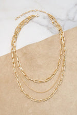 Layered gold tone chain short necklace