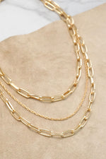 Layered gold tone chain short necklace