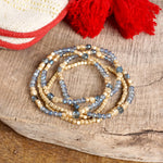 Layered Crystal Glass and Gold Beaded Fall Bracelets Sets