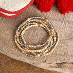 Layered Crystal Glass and Gold Beaded Fall Bracelets Sets