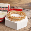 Layered Fall Glass and Gold Beaded Bracelets Sets