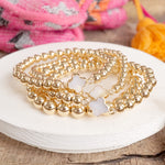 Clover Gold-Tone Ball Beads Bracelet Stack – Mother of Pearl Quatrefoil