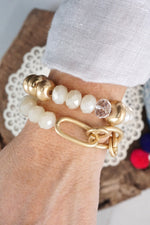 Chunky Beaded Bracelets set in White with a chain