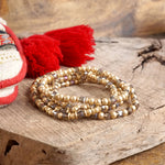 Layered Fall Glass and Gold Beaded Bracelets Sets