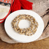 Layered Fall Glass and Gold Beaded Bracelets Sets