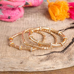 Gold Tone Beaded bracelets set with Clear Crystals