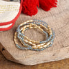 Layered Sparkly Glass and Gold Rice Beads Bracelets Sets